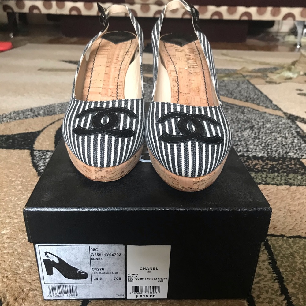 Chanel slingback cork sandal